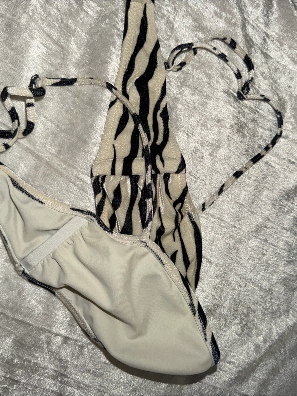 Triangl Swim Zebra Print Bikini Set WITH BAG - Black & Cream - Picture 4 of 5